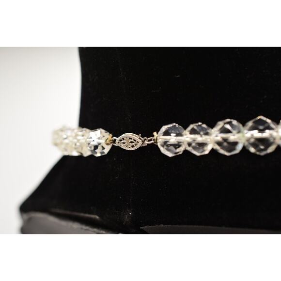 Vintage Clear Glass Crystal Necklace Faceted Beaded Sparkling Chunky 60s Bin2C - Picture 5 of 12